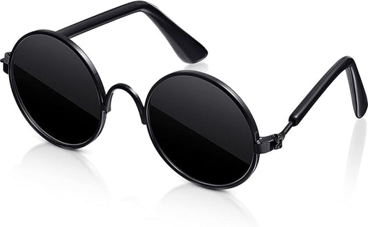 Dog Sunglasses Retro Pet Glasses Doll Glasses Classic Round Dog Glasses Metal Cat Puppy Eye Wear Hippie Costumes for Cats and Dogs