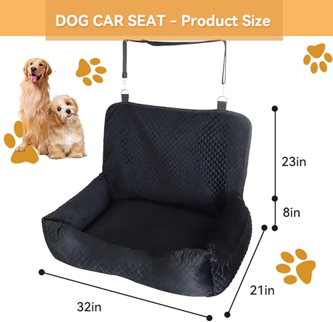 Dog Car Seat Bed for Medium Dogs or 2 Small Dogs