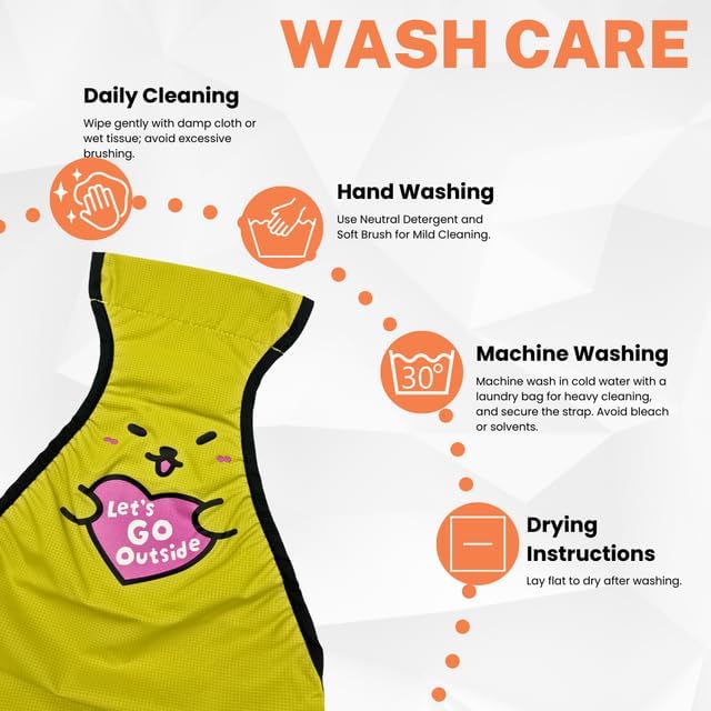 Waterproof Dog Belly Vest, Lightweight Breathable Outdoor Indoor - Clean & Dry in Rain Snow Mud (Yellow, Let's Go, L)