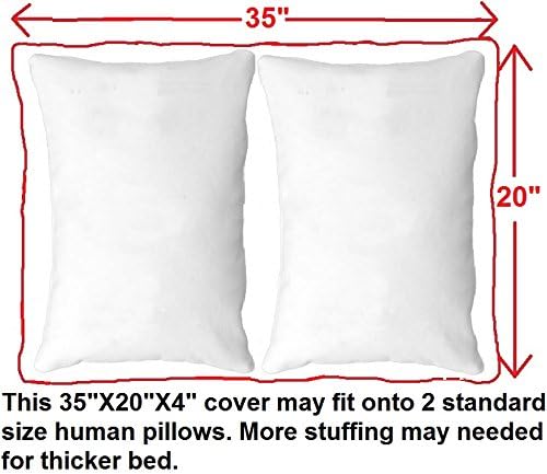 Dogbed4less DIY Pet Bed Pillow Brown MicroSuede Duvet Cover and Waterproof Internal Case for Dog and Cat at 35X20X4 Inch