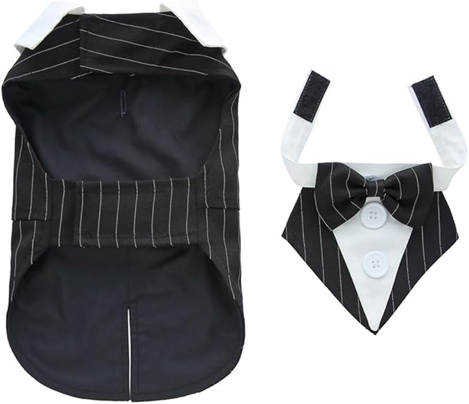 Puppy Tuxedo with Detachable Bowtie Prom Wedding Formal Wear Prince Costume for Small Dog (X-Small