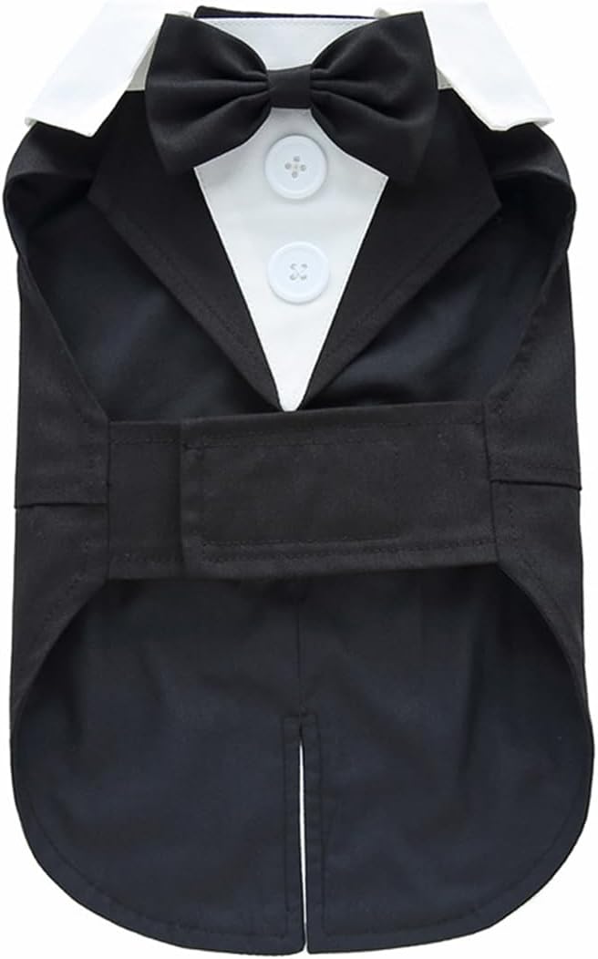Puppy Tuxedo with Detachable Bowtie Prom Wedding Formal Wear Prince Costume for Small Dog (X-Small