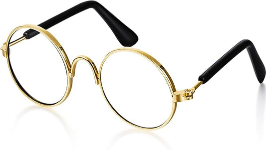 Dog Sunglasses Retro Pet Glasses Doll Glasses Classic Round Dog Glasses Metal Cat Puppy Eye Wear Hippie Costumes for Cats and Dogs