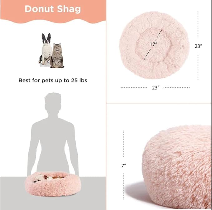 Best Friends by Sheri The Original Calming Donut Cat and Dog Bed in Shag Fur Taupe 23"