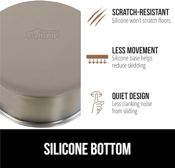 Gorilla Grip Stainless Steel Metal Dog Bowl Set of 2 2 Cups (16 fl