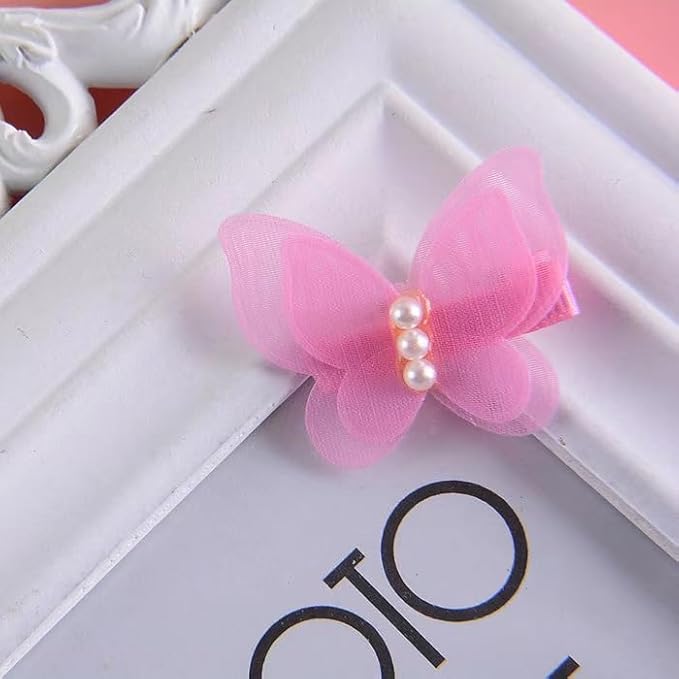 5pcs Multicolour Stochastic Dog hair clip bow,Butterfly with pearl Style hair clip barrette for Girls Cat Dog Puppy Hair Bowknot Grooming Accessories Attachment photo prop Apparel and Accessories