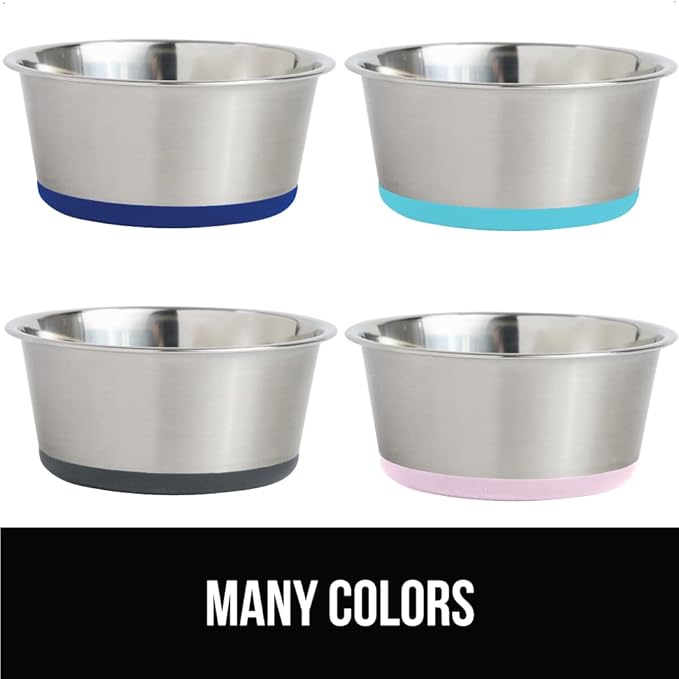 Gorilla Grip Stainless Steel Metal Dog Bowl Set of 2 6 Cups (48 fl