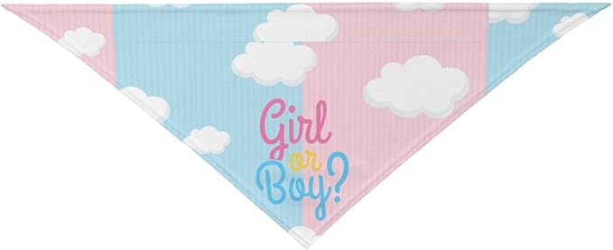 He Or She What Will It Be? Gender Reveal/Baby Announcement Dog Bandana,Pet Neckerchief for Pets Daily Wear Photo Prop Party Supplies (boy or Girl Clouds)