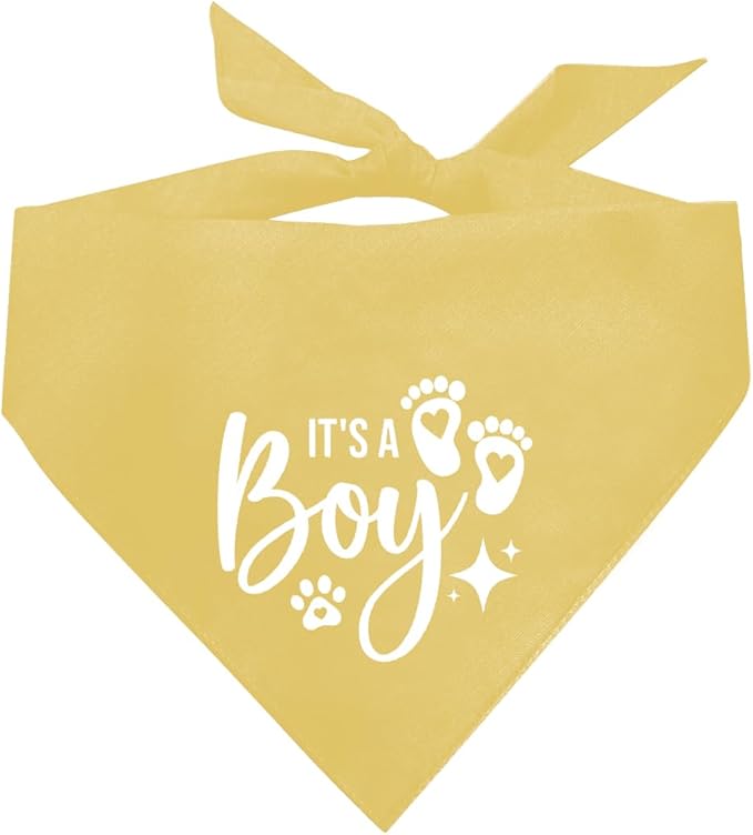 It's A Boy Dog Bandana, Yellow Dog Bandana, Gender Reveal Dog Bandana, Dog Bandana Pregnancy Announcement, Dog Bandana for Small Medium Large Dog, Pet Dog Triangle Scarf, Gift for Dog Lover (E58)