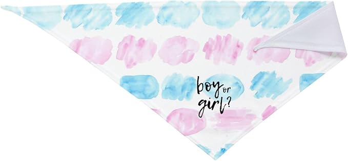He Or She What Will It Be? Gender Reveal/Baby Announcement Dog Bandana,Pet Neckerchief for Pets Daily Wear Photo Prop Party Supplies (Color Block-1)