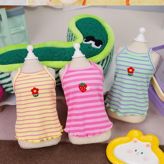 Cute Summer Dog T Shirt Striped Pet T-Shirts