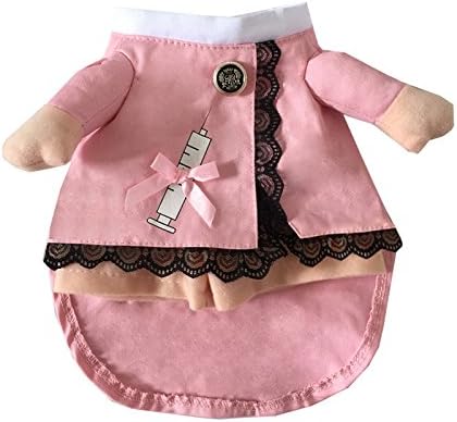 Mikayoo Pet Dog Cat Halloween Costume Doctor Nurse Costume Dog Jeans Clothes Cat Funny Apperal Outfit Uniform(Nurse