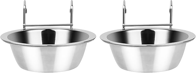 2PCS Hanging Dog Bowls for Kennel Outside or Inside 7.5oz Stainless