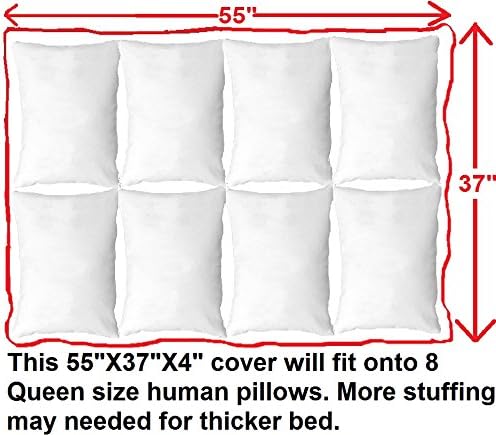 Dogbed4less DIY Durable Blue Denim Pet Bed External Duvet Cover and Waterproof Internal Case for 55"X37"X4" XXL Dog Bed