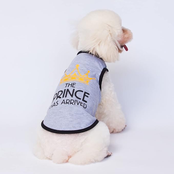 Dog Shirt 3 Pcs Summer Cotton Vests for Small Dog Cats Boy Girl (Prince, Large)