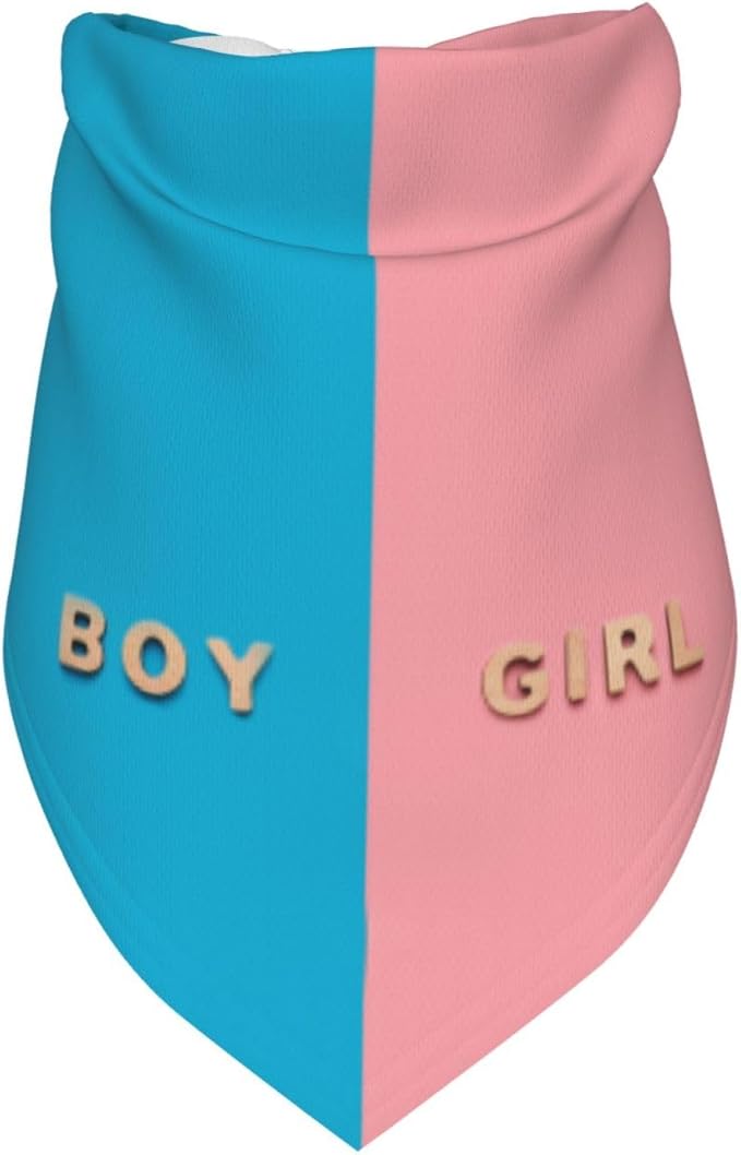 He Or She What Will It Be? Gender Reveal/Baby Announcement Dog Bandana,Pet Neckerchief for Pets Daily Wear Photo Prop Party Supplies (Three-Dimensional)