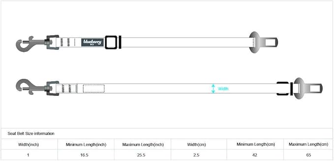 Blueberry Pet Essentials Classic Dog Seat Belt Tether for Dogs Cats