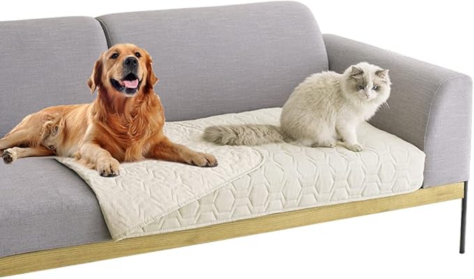 Waterproof and Anti-Slip Dog Bed Cover and Pet Blanket Sofa Pet Bed Mat ,car Incontinence Mattress Protectors Furniture Couch Cover for Most Cats Dogs Pets(30x70-Ivory)