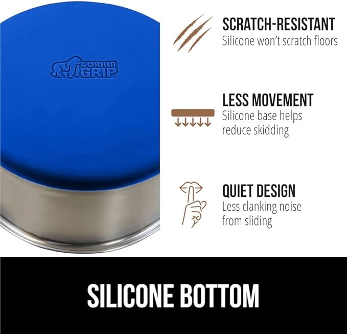 Gorilla Grip Stainless Steel Metal Dog Bowl Set of 2 4 Cups (32 fl