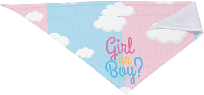 He Or She What Will It Be? Gender Reveal/Baby Announcement Dog Bandana,Pet Neckerchief for Pets Daily Wear Photo Prop Party Supplies (boy or Girl Clouds)