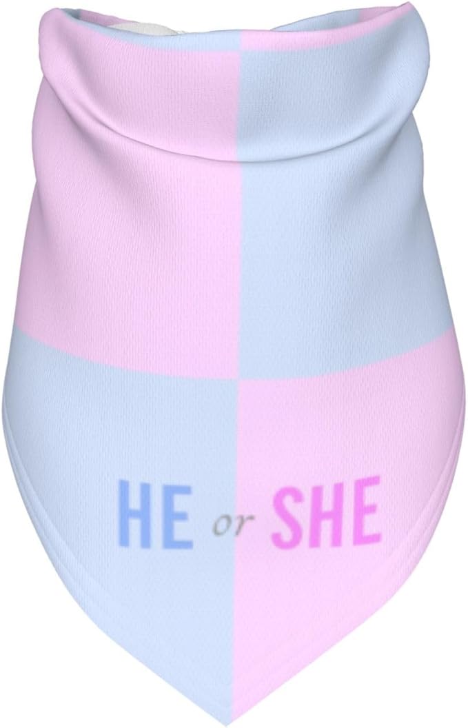 He Or She What Will It Be? Gender Reveal/Baby Announcement Dog Bandana,Pet Neckerchief for Pets Daily Wear Photo Prop Party Supplies (Pink Blue Grid)