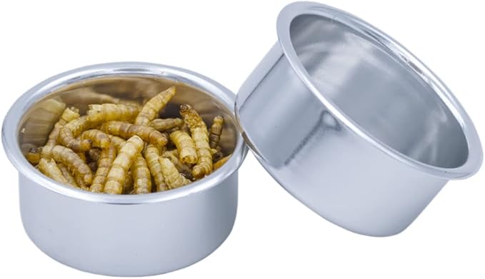 Crested Gecko Food and Water Feeding Metal Cups 10 Metal