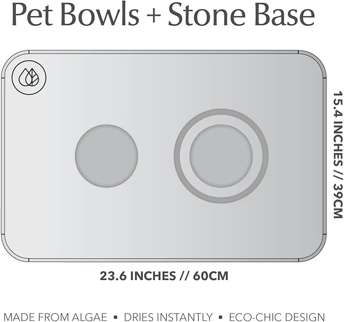 Dorai Home Dog Bowls + Stone Base Set – Modern and Stylish Pet Feeding Station – Non-Slip 2 Bowls