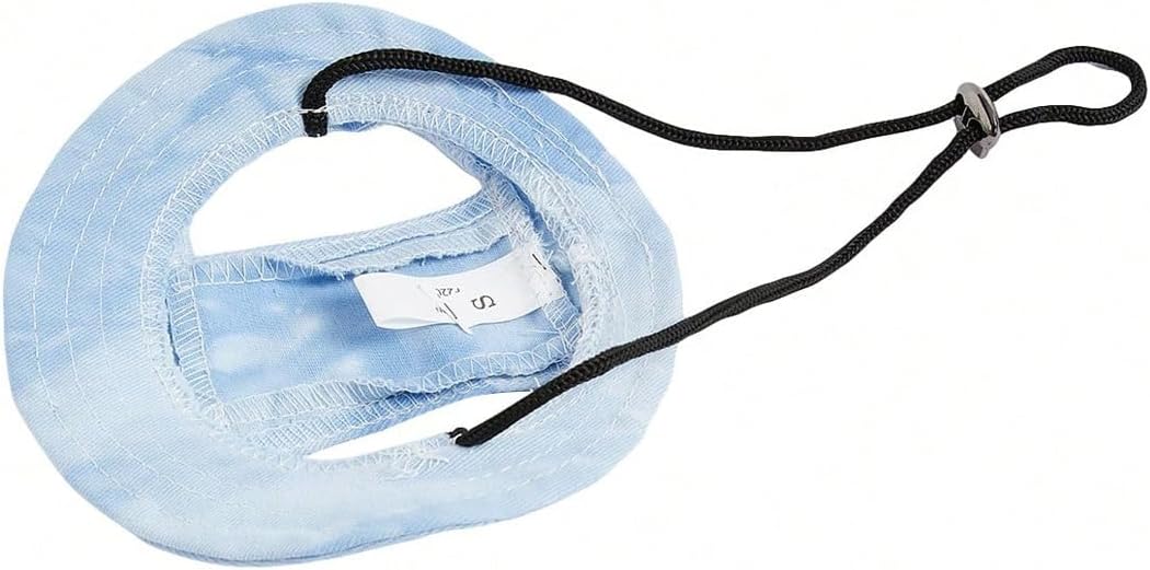 Generic Tie Dye Dog Hat with Ear Hole Round Brim Dog Puppy Cat Sun Hat Bucket Hat Outdoor Sun Protection Pet Caps for Small Medium Cats Dogs Kitten Mint Blue Medium