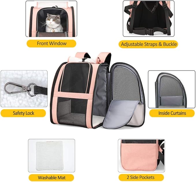 Texsens Pet Carrier Backpack with Window Blind for Small Cats Dogs
