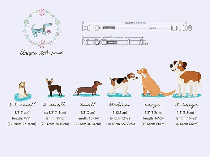 Unique Style Paws Cotton Dog Collar with Bow