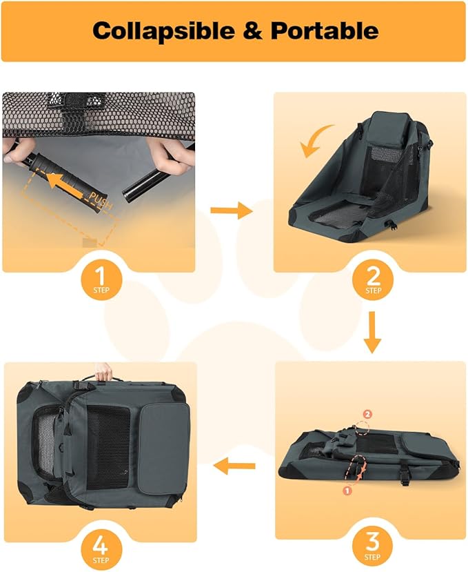Extra Large Dog Crate with 2 Foldable Bowl 32 Inch (32" L 23" W 23" H,