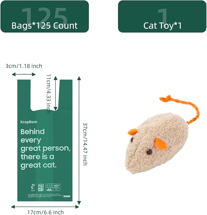125 Count Cat Litter Bags for Poop Biodegradable