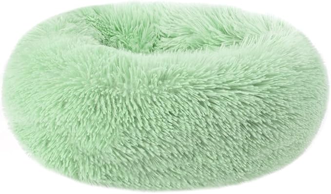 otoez Kitten Puppy Bed Extra Small XS Round Dog Cat Beds Anti Anxiety Plush Pet Calming Donut Bed with Non-Slip Waterproof Bottom (15.7",Teal)