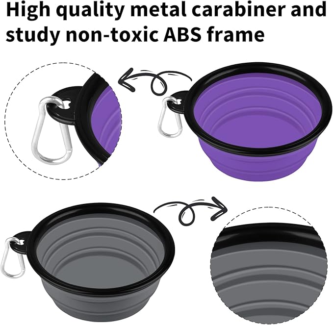 COOYOO Collapsible Dog Bowl 2 Pack 2 Carabiners