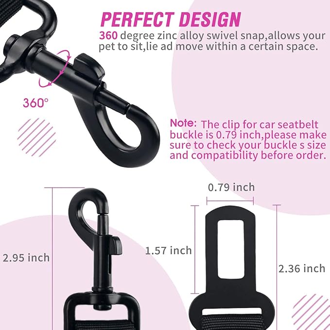 COOYOO Dog Seat Belt 3 Piece