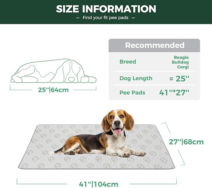 FXW Washable Pee Pads for Dogs 41" x 27", Specifically 42inch Cages,