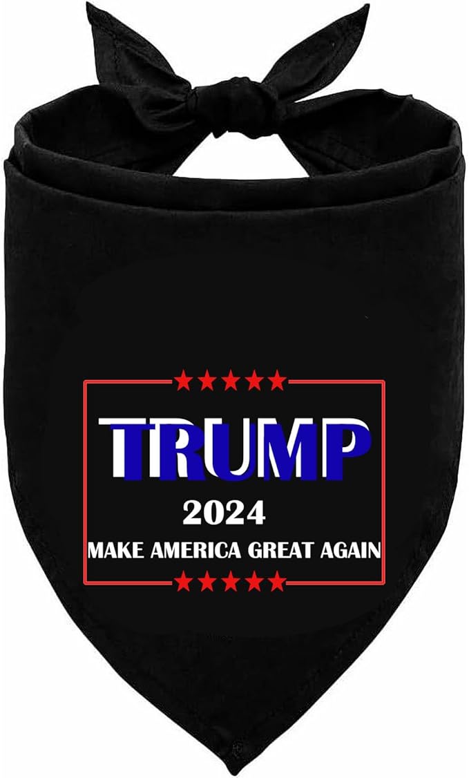 Trump 2024 Make America Great Again Dog Bandana Triangle Pet Scarf Adjustable & Washable Pet Accessories American Flag Dog Bandanas for Small Medium Large Dogs Cat Pet, Black