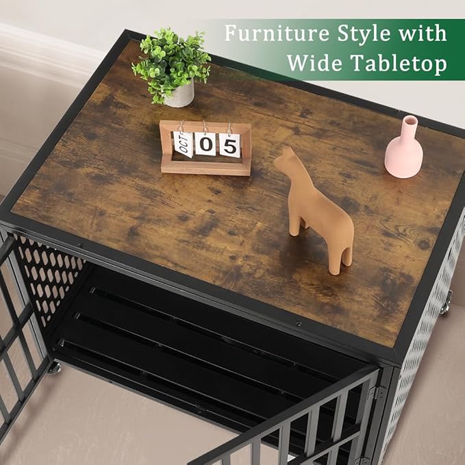 38 Inch Dog Crate Furniture Heavy Duty Dog Crate for Medium and Large Dogs 1 Removable 4 Lockable