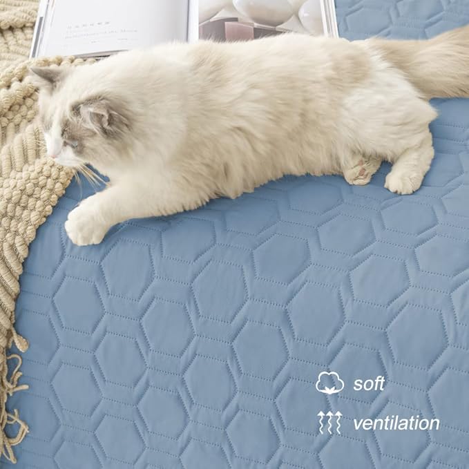 Waterproof and Anti-Slip Dog Bed Cover and Pet Blanket Sofa Pet Bed Mat ,car Incontinence Mattress Protectors Furniture Couch Cover for Most Cats Dogs (82x82- Stoneblue)