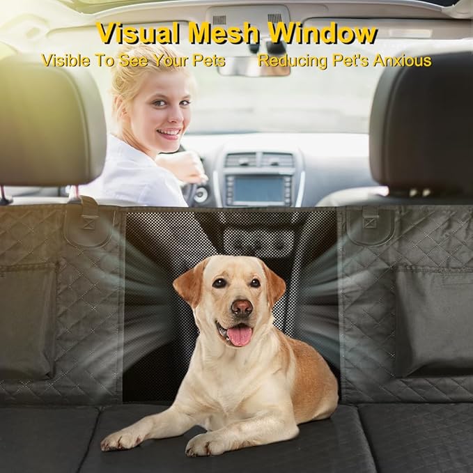 Vailge 6 in 1 Dog Car Seat Cover for Back Seat 60/40 Split 100% Waterproof