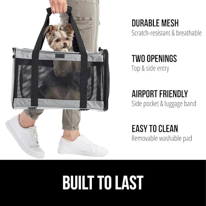 Gorilla Grip Airline Travel Cat Carrier Bag Up to 15 Lbs