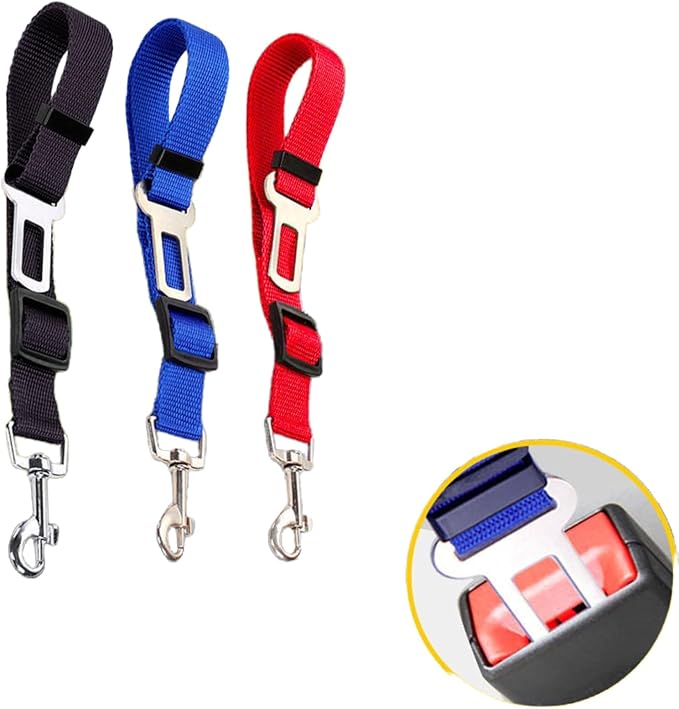 Generic 3 Pcs Adjustable Pet Dog Cat Safety Leash Car Vehicle Seat Belt Harness Seatbelt Universal Pet Safety Belt