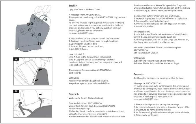 Grey Dog Car Seat Cover for Back Seat