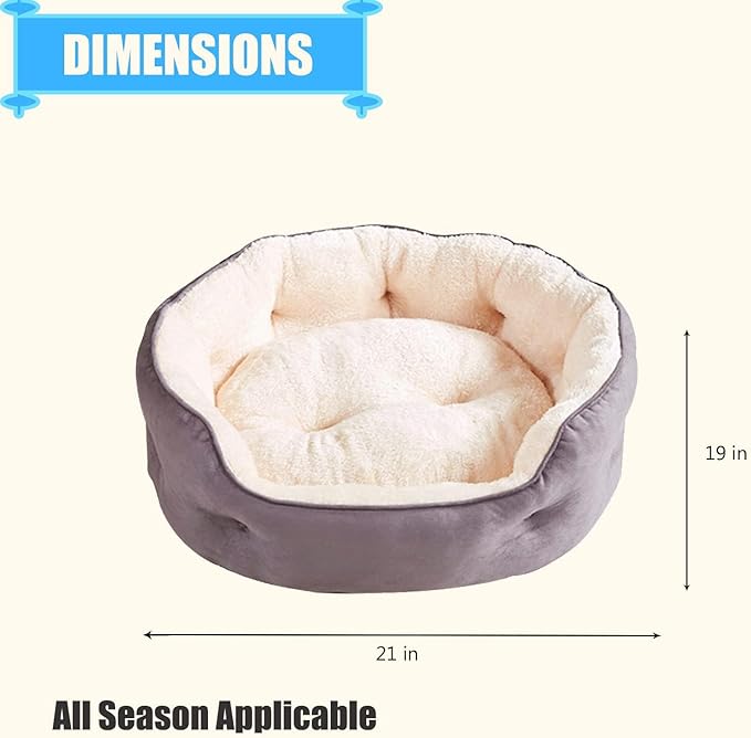 Round Cat Bed 21x19x6 Inch
