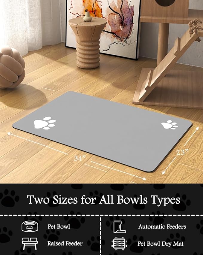 Pet Feeding Mat-Absorbent Dog Mat for Food and