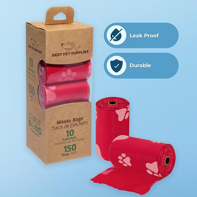Best Pet Supplies Dog Poop Bags (150 Bags) for Waste Refuse Cleanup