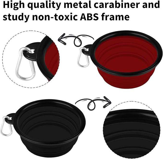 COOYOO Collapsible Dog Bowl 2 Pack 2 Carabiners