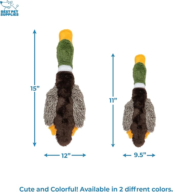 Best Pet Supplies Interactive Mallard Mates Dog Toy with Crinkle and Squeaky Enrichment for Small and Medium Breed Puppies or Dogs