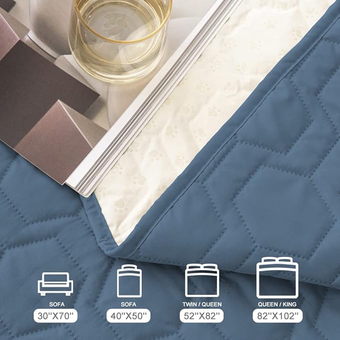 Waterproof and Non-Slip Dog Bed Cover and Pet Blanket Sofa Pet Bed Mat ,car Incontinence Mattress Protectors Furniture Couch Cover for Most Cats Dogs Pets(30x70- Navy
