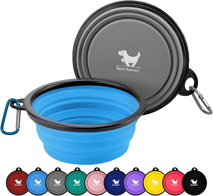 Rest-Eazzzy Large Collapsible Dog Bowls 1000 ml 2-Pack Dog 2 Carabiners,